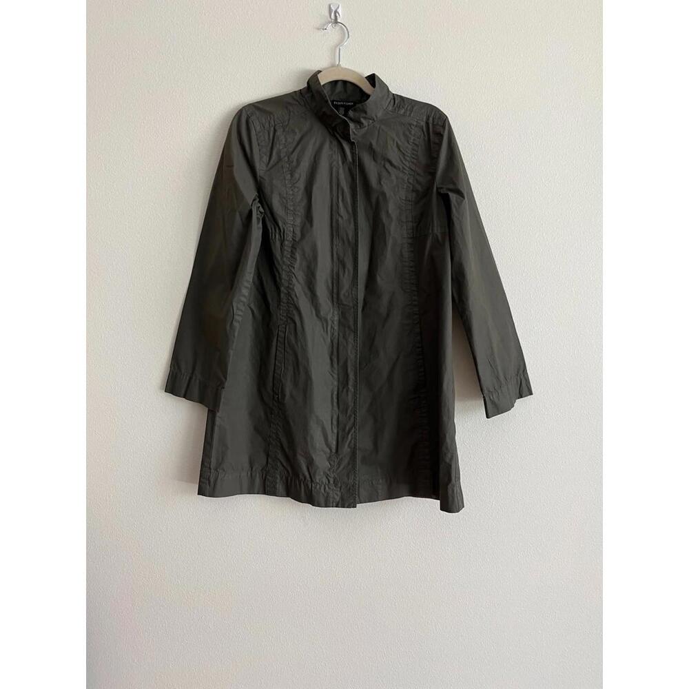 Eileen Fischer Mid Length Full Zip Women’s Jacket Army Green EUC
